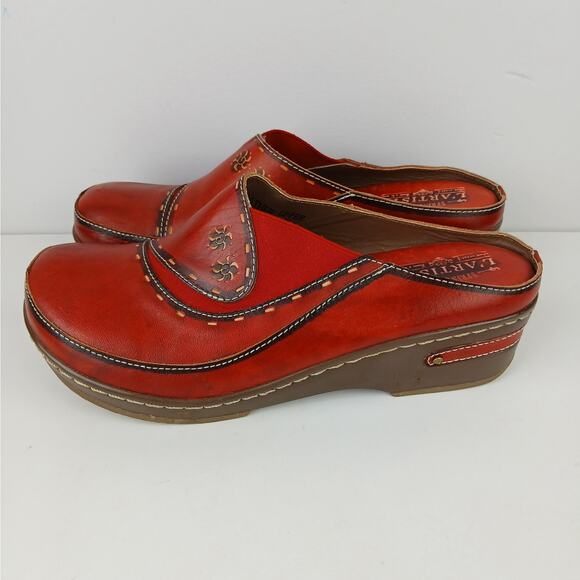 L'Artiste by Spring Step SZ 40/9 Chino Clogs Red NEW - Picture 6 of 9